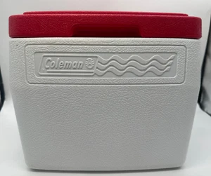 Vintage Coleman Model 5272 Cooler/Lunch Bow W/ Handle & Locking Lid- Red & White - Picture 1 of 10