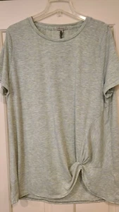 Mododoc T-Shirt Top Knotted Twist Side Front Heathered Lime Women's Plus 1X NWT - Picture 1 of 6