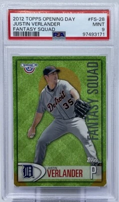Justin Verlander PSA 9 -2012 Topps Opening Day Fantasy Squad - Tigres, Gigantes, JV Foto 1 de 4