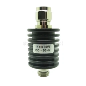 RF Coaxial Attenuator 30W Watts 6dB N Type Male to Female DC-3GHz 50 Ohms Round - Picture 1 of 8