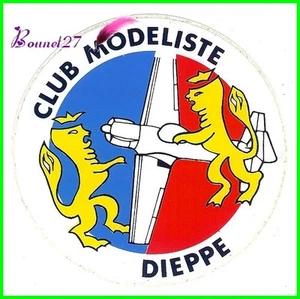 Ancien Autocollant CLUB DE MODELISTE ville de DIPEPPE avion PLane avec 2 lion - Imagen 1 de 1