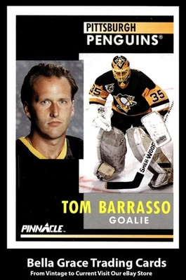 1991-92 Score Pinnacle Tom Barrasso #44 Pittsburgh Penguins NHL Hockey   - Image 1 of 2