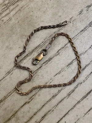 Danecraft 925 Italian Sterling Silver Gold Vermeil Rope Chain Bracelet 7.5” - Image 1 of 3