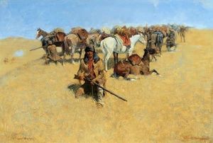 An Old Time Plains Fight Painting by Charles Marion Russell Reproduction - Picture 1 of 6