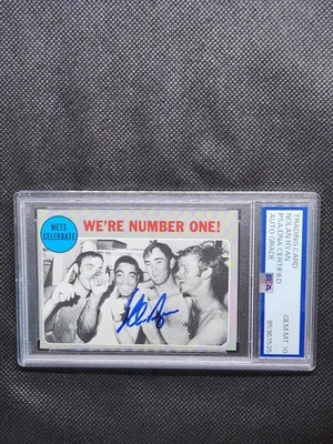 1970 Topps Nolan Ryan #198 Blue Ink On-Card Auto PSA 10 - Image 1 of 2