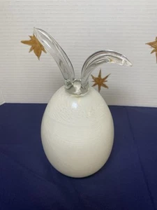 Bella Lux Spring Collection white Blown Glass Egg Rabbit - Picture 1 of 6