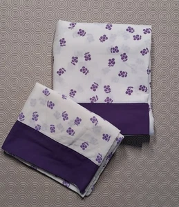 Lenzuolo piatto San Michele vintage anni 70 fiori viola 101" per 70" + federa - Foto 1 di 7