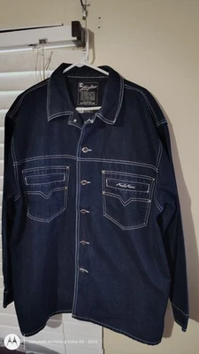 Chaqueta de Camionero Karl Kani Denim Rígida Nueva Sin Etiquetas Hip Hop De Colección XL 90’s Stock Muerto Y2K Foto 1 de 4