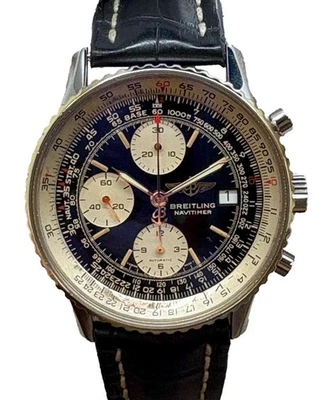 Breitling Old Navitimer Factory Warranty 18K Gold Bezel B13019 Black Panda Dial - Image 1 of 4