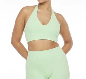 CSB Pastel Mint Green Halter Neck Sports Bra Top Size M Activewear Workout Yoga - Picture 1 of 6