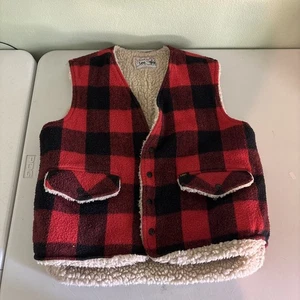Chaleco de Lana Forrado Sherpa Lee Storm Rider Años 80 De Colección ¡Búfalo Mediano! ¡A cuadros rojos! M - Imagen 1 de 6