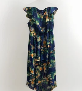 AS U WISH Plus 1X blau Blumen Strampler Maxi Tank Kleid mit Shorts - Bild 1 von 7