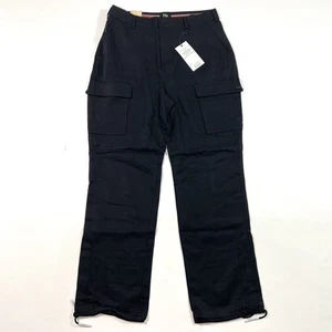 Neu Scotch Soda Lara Cargohose hoher Bund gerades Bein Größe Large schwarz - Bild 1 von 9