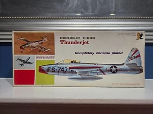 Rare 1969 Hawk 1:48 Republic F-84G Thunder Jet Chrome Plated Kit 219 ~ Open Box - Picture 1 of 3