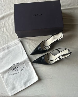 Salto gatinho feminino Prada Calzature Donna Capretto Nero tamanho 37 - Imagem 1 de 4