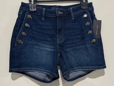 NWT Tommy Hilfiger Women's  Blue Denim Jean Shorts with Button Accents Size 4 - Image 1 of 3