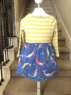 Vestido Mini Boden Niña Talla 2-3Y Estampado de Rayas Sirena Ballena **defecto Foto 1 de 4