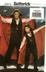 Butterick Sewing Pattern Men's Costume VAMPIRE CAPE VEST PANTS 4971 XS-S-M-L UC - Picture 1 of 4