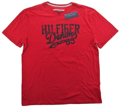 MEN'S TOMMY HILFIGER DENIM GRAPHIC NEW YORK T-SHIRT TEE RED NAVY BLUE L LARGE - Image 1 of 4