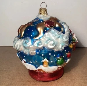 Blown Glass Santa Reindeer Pulling Sleigh w/Presents Christmas Tree Ornament - Picture 1 of 10