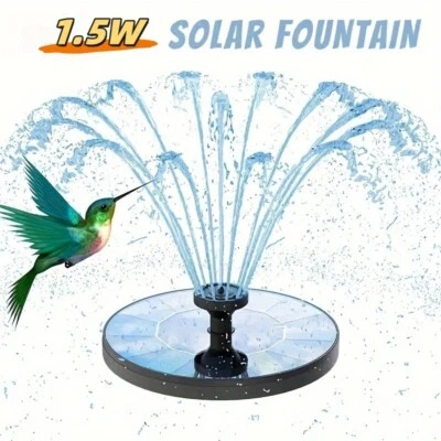 Solar Power Bird Bath Fountain Pump Upgrade 1.5W Solar Fountain with 6 Nozzle - Image 1 of 4