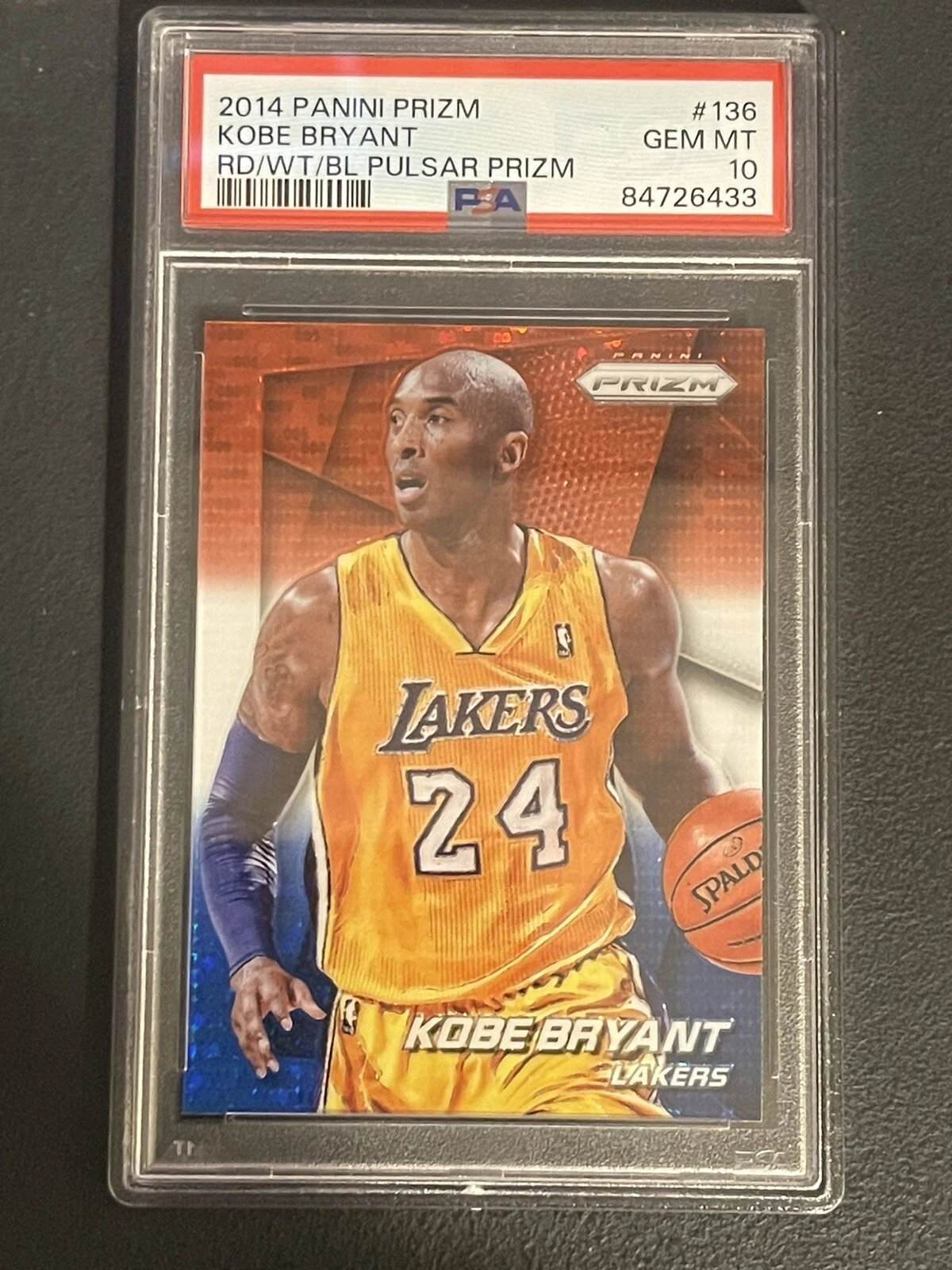 2014-15 Panini Red White Blue Pulsar Prizm #136 Kobe Bryant Lakers HOF PSA 10