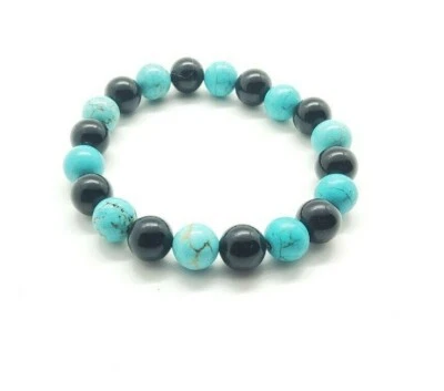 Turquoise Onyx Gemstone Bracelet, 10mm beads - Image 1 of 2
