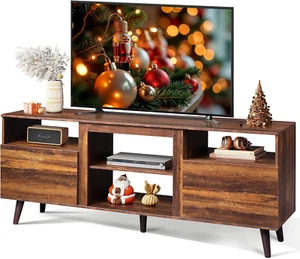 TV Stand for 65 Inch TV, 58 Inch Entertainment Center with 2 Storage Cabinets, M - Picture 1 of 7