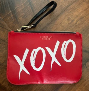 Victoria's Secret XOXO RED POUCH Small BEAUTY Wristlet Wallet CLUTCH, 8” x 5.75” - Picture 1 of 5