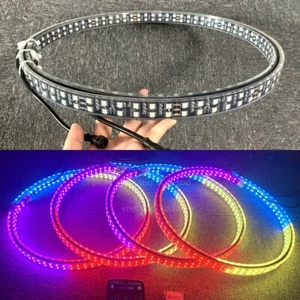 4pcs 15.5'' Color Chasing Double Side LED Wheel Ring Lights For Truck APP+Remote - Picture 1 of 11