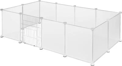 EUGAD Freigehege Laufstall Laufgitter Kunststoff-Stahlgitter mit Tür 142x72x45cm