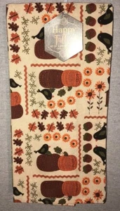 Happy Fall Cream, Moss Green & Autumn Colored Set of 3 Kitchen Towels - Picture 1 of 4