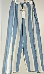 Pink Chicken Pant Blue/Cream Stripe Cotton Girls Size 7(5) 12(2) - Picture 1 of 4