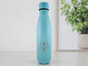 Personalised Aqua Blue Any Initial And Name 500ml Insulated Water Bottle - Picture 1 of 16