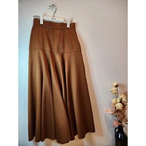 Crisca Brown Wool Blend A-Line Midi Skirt waist 26 Made in Canada VTG western - Picture 1 of 8