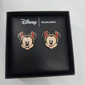 Disney Baublebar Mickey Mouse Devil Costume Stud Earrings -Halloween Jewelry NIB - Picture 1 of 6