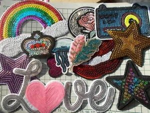 Novelty Assorted Design Sequin Sew /Iron on Patch Embroidered Applique - Picture 1 of 162