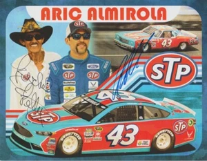 2015 Richard Petty + Aric Almirola signed Darlington Throwback NASCAR Hero Card - Picture 1 of 2