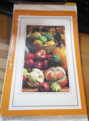 Juego de 6 tarjetas de felicitación de feliz acción de gracias y sobre fruta de otoño nuevo en paquete Gibson Foto 1 de 4