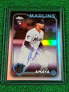 Jacob Amaya RC 2024 Topps Chrome Refractor Rookie On-Card Auto 150/499 Marlins - Picture 1 of 2