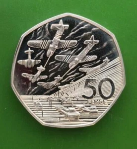 Moneda de 50 peniques Batalla de Gran Bretaña 1994 prueba plata #1820c - Imagen 1 de 2