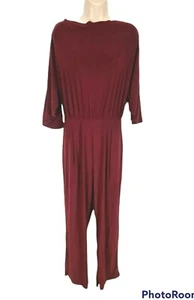 Koh Koh Jersey Red Wine Long Romper Jumpsuit Women Plus Size 2XL Wide Leg - Picture 1 of 7
