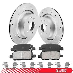 330mm Rear Drilled Slotted Rotors + Brake Pads for Infiniti G35 Q60 G37