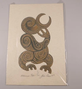 John Cross Art-Print Manaia Tahi 1993 Maori Neuseeland *1935 - Bild 1 von 4