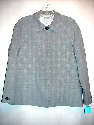 Chaqueta Petite Sophisticate Talla 10 Petite Chaqueta Columpio a Cuadros Negra Blanca Foto 1 de 4