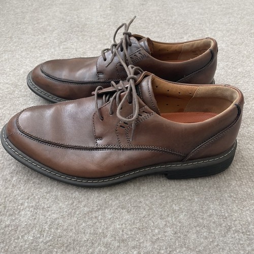 Scarpe Clarks uomo taglia 10 pelle marrone Oxford stringate casual destrutturate