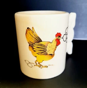Taza de café de pollo vintage mamá madre yo gobierno el roost mango de mamá blanco roto  - Imagen 1 de 8