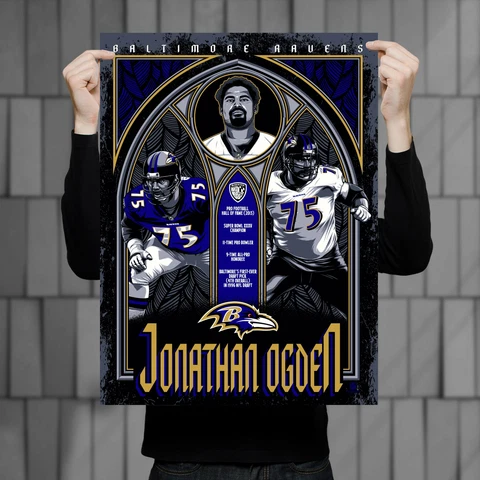 Phenom Gallery Baltimore Ravens Jonathan Ogden 18" x 24" Serigraph Cover
