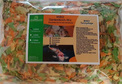 MIBO AQUARISTIK (1,63€/l) MIBO Gartenteich Mix 3000ml Teichfutter Flocke Sticks Gammarus Pellets
