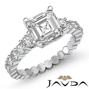 Shared Prong Setting Asscher Shape Diamond Engagement Ring GIA I Color VS2 1.7Ct - Picture 1 of 3